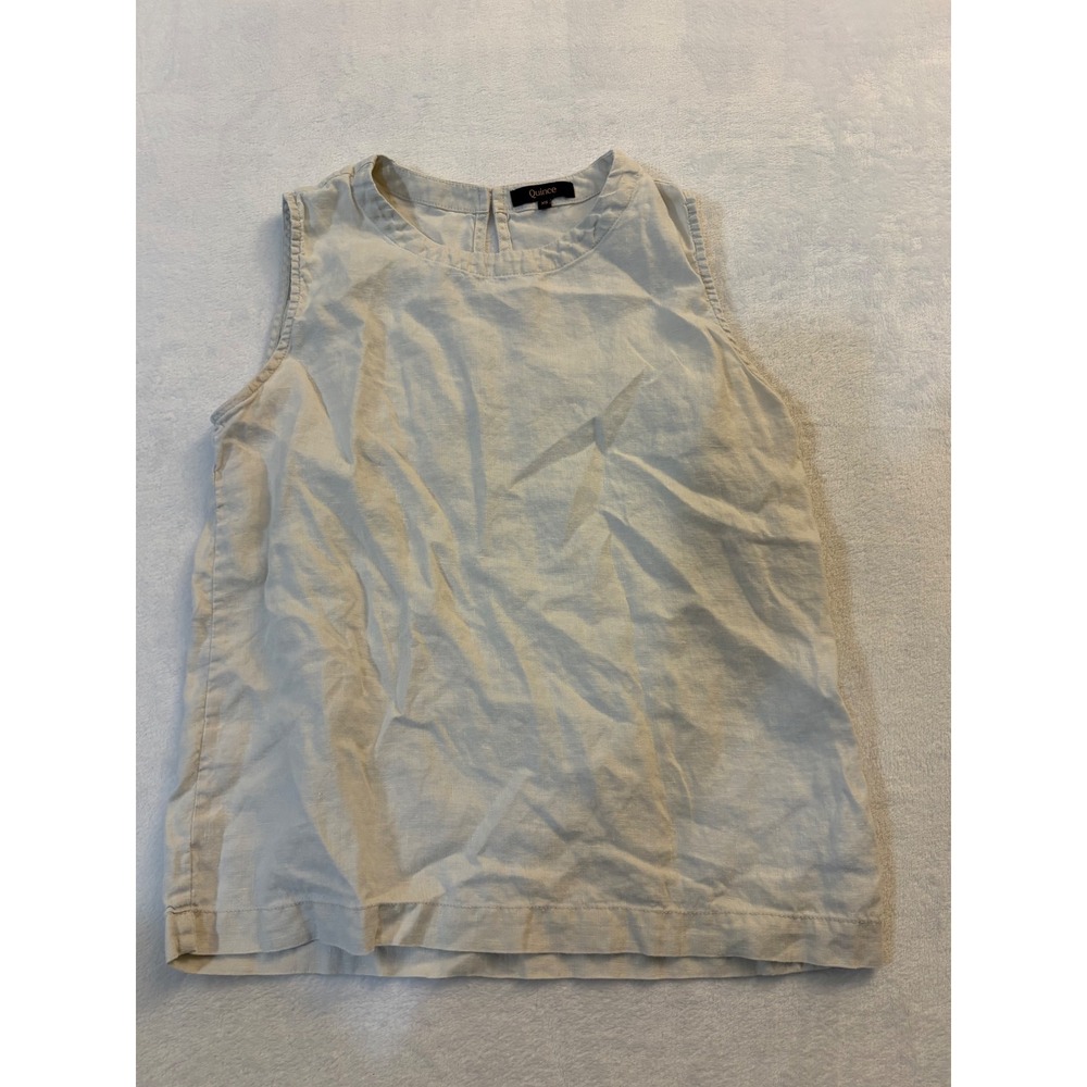 Quince 100% European Linen Tank Top Sand Beige Sleeveless Shell XS CB001